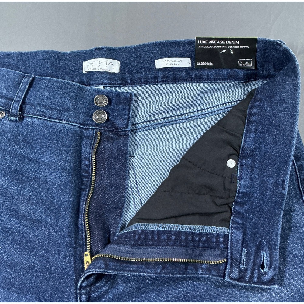 Sofia Jeans by Sofia Vergara Margot Wide Leg High Rise Dark Wash Denim Size 16 - Picture 11 of 12